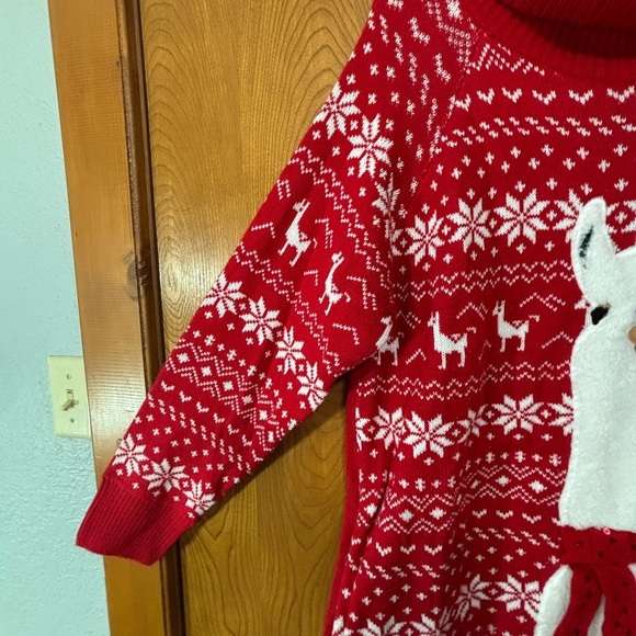 Festive Red Llama Turtleneck Sweater - Picture 8 of 10